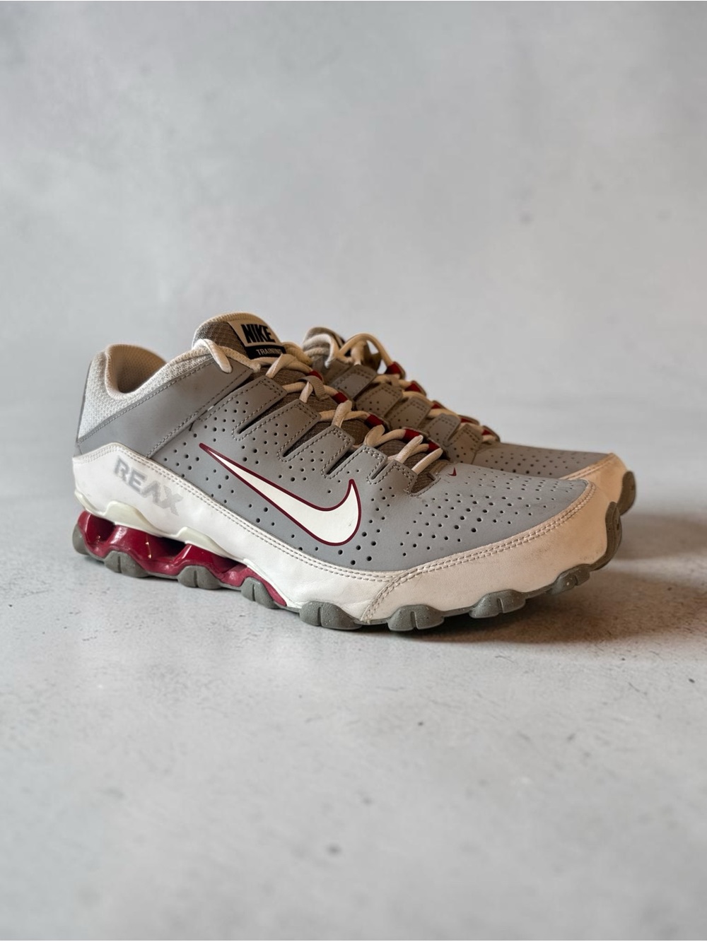 Nike Men's Gray and Red Reax Running Sneakers